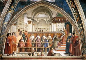 The Confirmation of the Franciscan Rule, by Domenico Ghirlandaio (1449-1494), Capella Sassetti, Florence