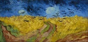 Art style van Gogh wheat field with crows
