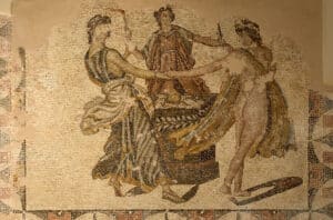 The three graces Roman mosaic