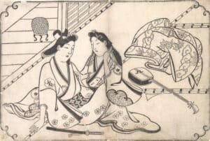 Uliyo e Hishikawa Moronobu , Two Lovers, ca. 1675–80.