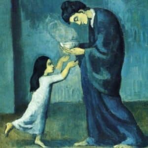 Picasso painting in blue - Mother and daughter