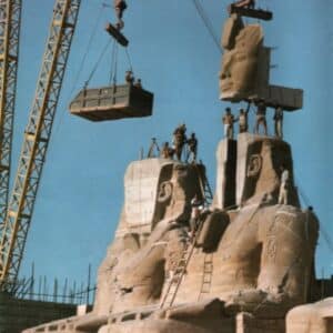 Abu Simbel statues during relocation