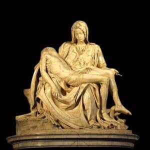 Pietá by Michelangelo, the virgin holding the dead son in her arms