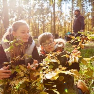 Children studing plants