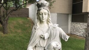 vandalized statue of Virgin Mary, Canada