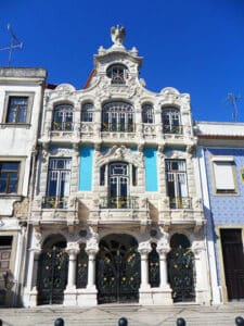 an art nouveau facade in Aveiro , Portugal