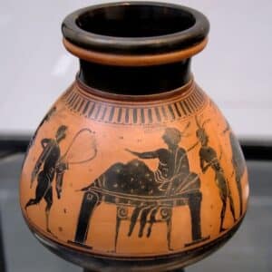 Greek vase in black and ocre