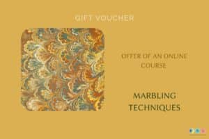 Marbled paper in a cover of a gift voucher