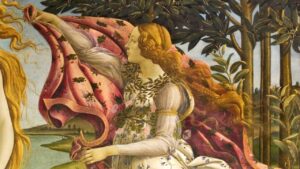 detail of the birth of venus by Botticelli